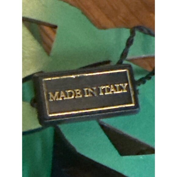 Emanuel Crasto Laser-Cut Wedge Sandals  Leather Green Italy-Made Size 38 New - Picture 2 of 8